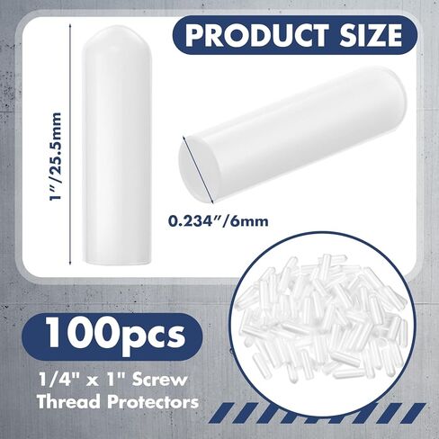 100 Pcs 1/4" x 1" Screw Thread Protectors Compatible with Hurricane Shutters White Bolt End Caps Round Rubber End Caps for Many Hurricane Shutters Windows Exterior Metal Tubing Rod Bolt in Saudi Arabia