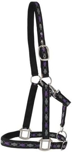 Dover Saddlery Suffolk المنسوج Argyle Breakaway Halter - أسود/أرجواني/أبيض - Horse -F/S in Saudi Arabia