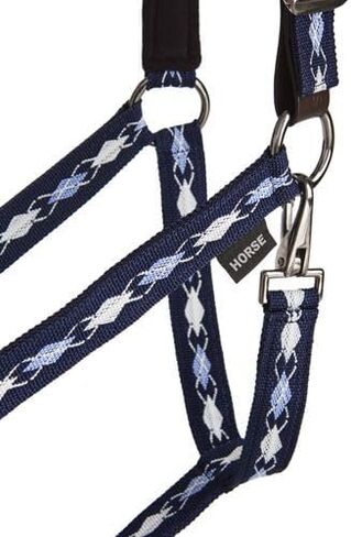 Dover Saddlery Suffolk المنسوج Argyle Breakaway Halter - أسود/أرجواني/أبيض - Horse -F/S in Saudi Arabia