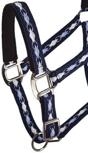 Dover Saddlery Suffolk المنسوج Argyle Breakaway Halter - أسود/أرجواني/أبيض - Horse -F/S in Saudi Arabia