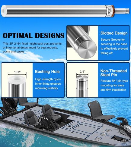 3/4" Boat Seat Pin Post for Most Marine Boat Seat Pedestal Base Mount, SP-2164 Boat Seat Pedestal Post Lock-in Aluminum Extension Post Pole for Pontoon Boats/Fishing Boats/Bass Boats/Cruising Boats in Saudi Arabia