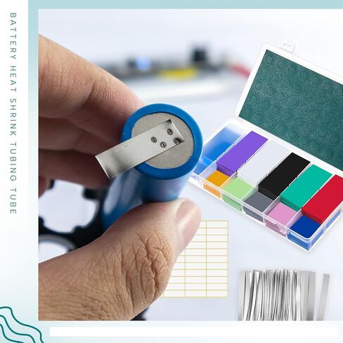 910 PCS بطارية التفاف PVC PVC Heat Trend Kits متوافقة مع 18650 ، بما في ذلك 460 الأكمام البطارية مسطحة 50 شريط النيكل النقي 400 عازل لاصق ذاتي السماوية للزرقاء DIY in Saudi Arabia