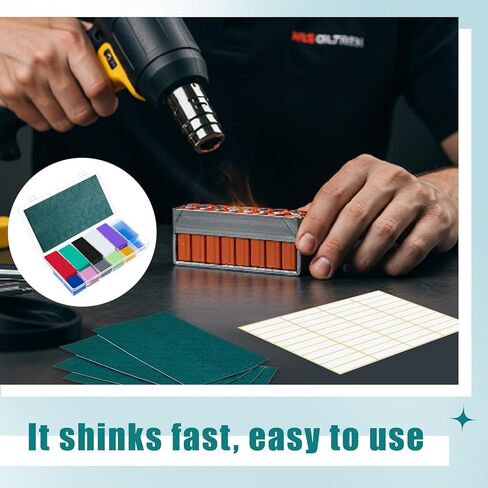910 PCS بطارية التفاف PVC PVC Heat Trend Kits متوافقة مع 18650 ، بما في ذلك 460 الأكمام البطارية مسطحة 50 شريط النيكل النقي 400 عازل لاصق ذاتي السماوية للزرقاء DIY in Saudi Arabia