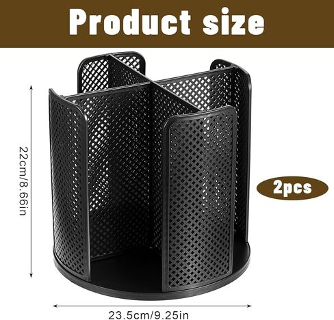 2 Pcs Rotating Paper Cup Dispenser, Cup Holder with 4 Compartments, Disposable Coffee Cup Dispenser Removable, Plastic Cup Storage & Lid Holder for Countertops, Kitchen, Coffee Stations (Black) in Kuwait