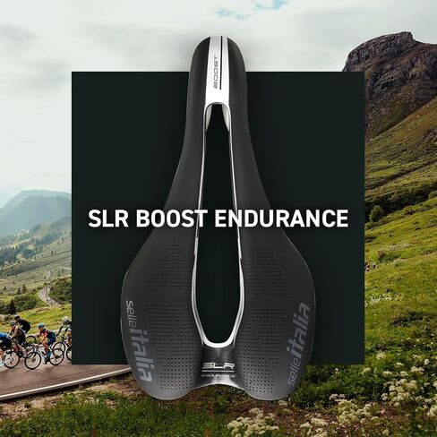 Selle Italia SLR Boost Endurance TI316 Superflow Road Bike Saddle - Road Road Picycle Seat - Rost Nose Saddle Road ، Racing ، Thanpurance ، & Triathlon ، Black & White ، 248 × 145mm ، 207g (SI510753) in Saudi Arabia