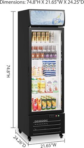 Commercial Display Refrigerator with Single Glass Door, 11.5 Cu.Ft Merchandiser Beverage Refrigerators Fridge, Upright Beverage Cooler, Soft Led Light, Adjustable Shelves in Saudi Arabia