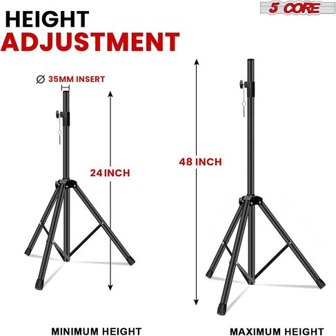 5 Core Speaker Stand Floor Floor قابل للتعديل حتى 48 بوصة DJ Studio Monitor Stands Pole Mount - SS HD 1PK 4ft in Saudi Arabia