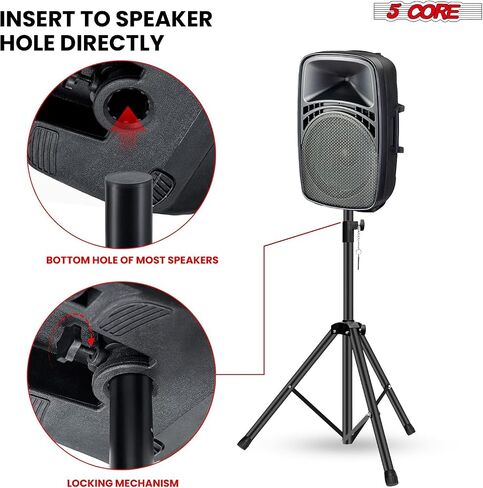 5 Core Speaker Stand Floor Floor قابل للتعديل حتى 48 بوصة DJ Studio Monitor Stands Pole Mount - SS HD 1PK 4ft in Saudi Arabia