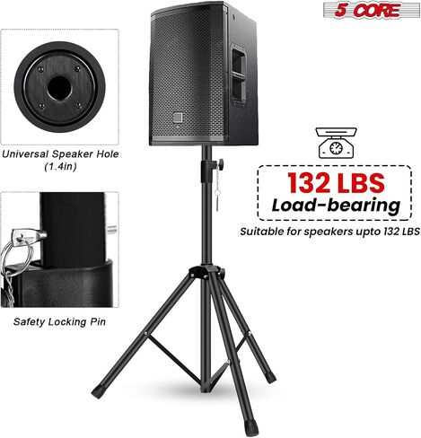 5 Core Speaker Stand Floor Floor قابل للتعديل حتى 48 بوصة DJ Studio Monitor Stands Pole Mount - SS HD 1PK 4ft in Saudi Arabia