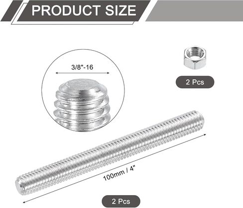 uxcell 3/8"-16 Fully All Threaded Rod, 2 Pcs 304 Stainless Steel Long Threaded Screw 6" Length Right Hand Threads for Furniture Mounting Assembly Fastening in Saudi Arabia
