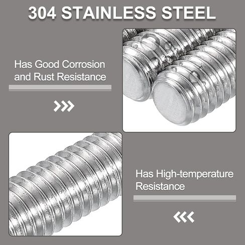uxcell 5/8"-11 Fully All Threaded Rod, 2Pcs 304 Stainless Steel Long Threaded Screw 5" Length Right Hand Threads for Furniture Mounting Assembly Fastening in Saudi Arabia