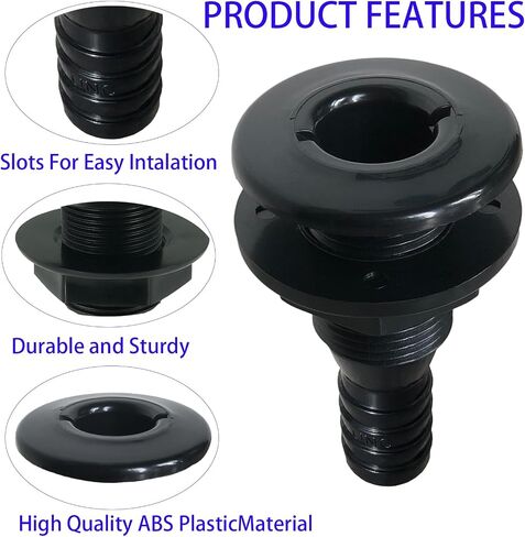 2Pcs Thru Hull Fittings for Boats,Straight Thru-Hull Connection for Hose,Plastic Through Hull Fitting in Kuwait