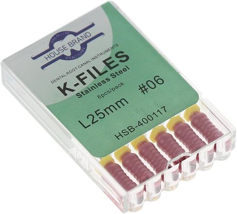 400117 HSB Endodontic K-Files 25mm #06 Pink Stainless Steel 6/Pk in Saudi Arabia