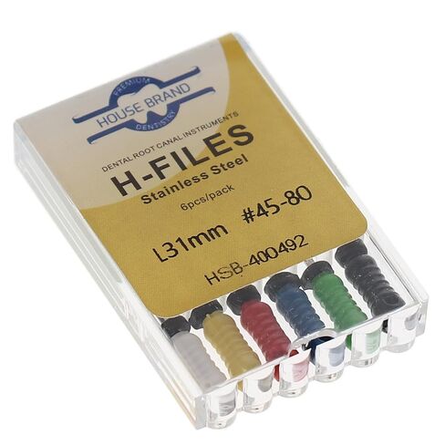 400492 HSB Hedstrom Endodontic Files 31mm #45-80 Assorted Stainless Steel 6/Pk in Kuwait