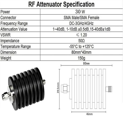30W SMA RF التخفيف DC-4GHZ 1DB-50DB الذكور والإناث 50 أوم البركة البركة البركة (3DB ، 3G) in Kuwait