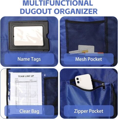 Baseball Dugout Organizer, Hanging Helmet Bag for 15 Players Baseball Softball Team, Helmet Organizer for Dugout Fence Garage, Organize Baseball Equipment, Helmets, Gloves, Bats, Balls in Saudi Arabia