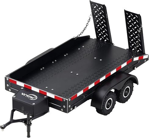Full Metal Truck Trailer with Simulated Reflective Stickers for 1/16 1/18 1/24 RC Crawler Car Upgrades,Gunmetal in Saudi Arabia