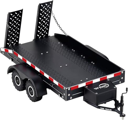 Full Metal Truck Trailer with Simulated Reflective Stickers for 1/16 1/18 1/24 RC Crawler Car Upgrades,Gunmetal in Saudi Arabia