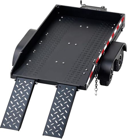 Full Metal Truck Trailer with Simulated Reflective Stickers for 1/16 1/18 1/24 RC Crawler Car Upgrades,Gunmetal in Saudi Arabia
