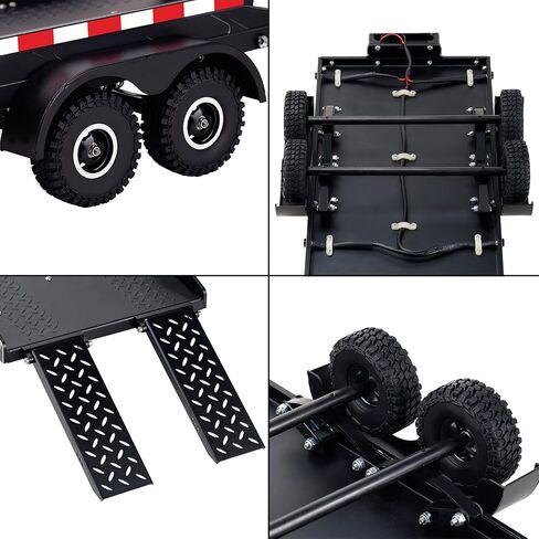 Full Metal Truck Trailer with Simulated Reflective Stickers for 1/16 1/18 1/24 RC Crawler Car Upgrades,Gunmetal in Saudi Arabia
