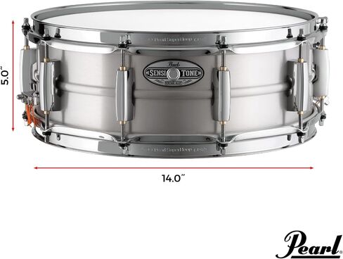 Pearl 14 "X5" Sensitone Heritage Aluminium Snare Drum مع قذيفة مطرز ، وأطواق ثلاثية ممرات ، و 10 عروات مقوسة CL in Saudi Arabia
