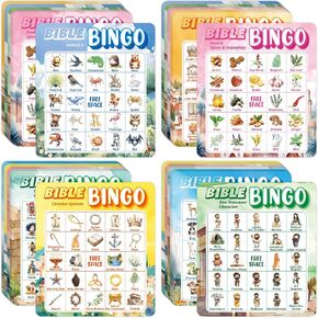 Fancy Land Bible Bingo Game Kids Adults Christian Bible Bingo Set for Religious Sunday School VBS Church Activities Easter Christmas Family Open Day Gifts Supplies in Saudi Arabia