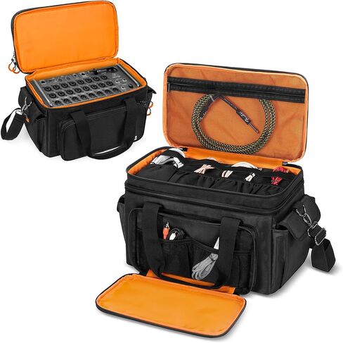 Padded Mixer Carry Bag Compatible with Behringer X-AIR Series Mixers XR12, XR16, XR18, Double Layer DJ Gig Bag with Multiple Pockets for Accessories, Audio Case with Shoulder Strap, Black in Saudi Arabia