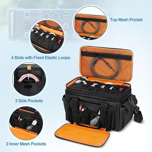 Padded Mixer Carry Bag Compatible with Behringer X-AIR Series Mixers XR12, XR16, XR18, Double Layer DJ Gig Bag with Multiple Pockets for Accessories, Audio Case with Shoulder Strap, Black in Saudi Arabia