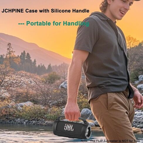 JCHPINE Silicone Cover and Hard Case for JBL Flip 7 Portable Bluetooth Speaker Accessories, Protection for JBL Flip 7 AI Sound Bluetooth Speaker Silicone Case with Handle (Purple) in Kuwait