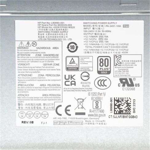 L80890-001 M09029-003 450W PSU لـ Z2 G5 G8 SFF STANTING POWERS PA-3451-1HA DPS-450AB-23A in Kuwait