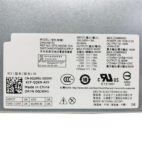 لـ XPS 8910 8920 8300 مزود الطاقة DM1RW 1XMMV GJXN1 0GJXN1 CN-0GJXN1 460W DPS-460DB-15A D460AM-03 in Kuwait