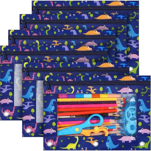 6 Pack Pency Pouch for 3 Ring Binder Smooth Swysles Back to School 3 Binder Pender Pances معززة الحلقات القلم أكياس القلم مع هدية تقدير معلم النافذة الواضحة (الرخام) in Saudi Arabia