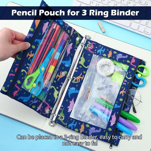 6 Pack Pency Pouch for 3 Ring Binder Smooth Swysles Back to School 3 Binder Pender Pances معززة الحلقات القلم أكياس القلم مع هدية تقدير معلم النافذة الواضحة (الرخام) in Saudi Arabia