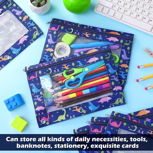 6 Pack Pency Pouch for 3 Ring Binder Smooth Swysles Back to School 3 Binder Pender Pances معززة الحلقات القلم أكياس القلم مع هدية تقدير معلم النافذة الواضحة (الرخام) in Saudi Arabia