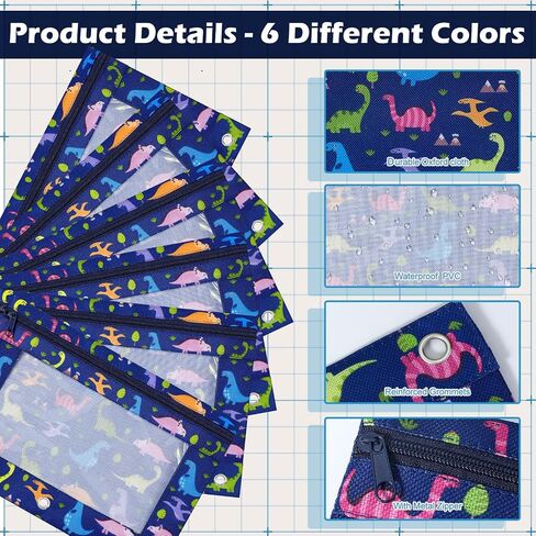 6 Pack Pency Pouch for 3 Ring Binder Smooth Swysles Back to School 3 Binder Pender Pances معززة الحلقات القلم أكياس القلم مع هدية تقدير معلم النافذة الواضحة (الرخام) in Saudi Arabia