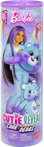 Barbie Cutie Reveal Care Bears Doll & Accessories, Series 2 Good Vibes Bear with 10 Surprises Including Color Change & Mini Bear in Kuwait