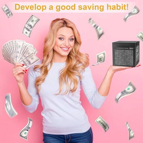 Honeydak Piggy Bank Money Safe Box for Adults 6inch Stainless Steel 10000 Savings Challenge Money Saving Box with Counting 10000 Dollars Target Savings Challenge Piggy Bank for Adults(Silver) in Saudi Arabia
