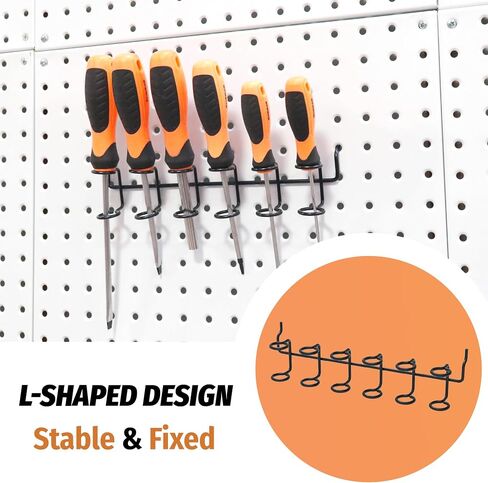 Huhole Pegboard Screwdriver Holder 4pc ، شماعات أدوات لوحة الربط الثقيلة السوداء ، حامل أدوات الفولاذ المقاوم للصدأ للمرائب ، المتجر ، المطرقة ، الثابت in Kuwait