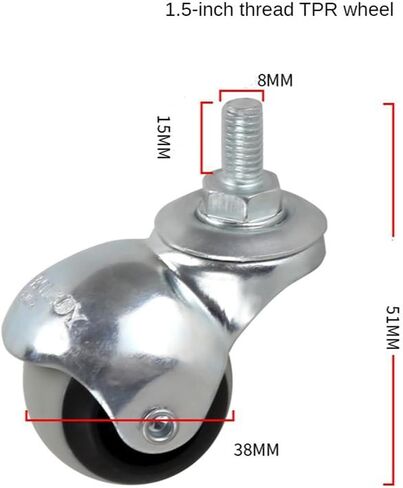 2Pc 1.5 Inch 8mm/10mm Spherical Nylon Universal Caster Silk Teeth Sofa Wheel Furniture Tea Table(A) in Saudi Arabia