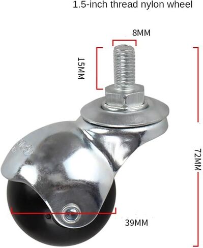 2Pc 1.5 Inch 8mm/10mm Spherical Nylon Universal Caster Silk Teeth Sofa Wheel Furniture Tea Table(A) in Saudi Arabia