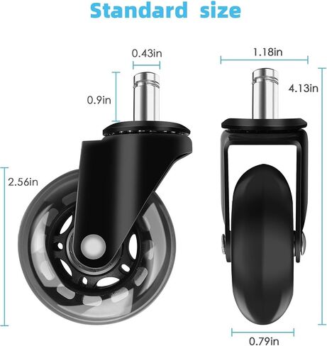5PCS Office Chair Caster Wheels Swivel Rubber Caster Wheels Replacement Soft Safe Rollers Furniture Hardware(Wheel with Brake) in Saudi Arabia