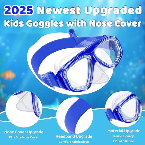 Vvinca Swim Goggles مع غطاء الأنف ، حزام قناع الغطس على نطاق واسع منظر in Kuwait