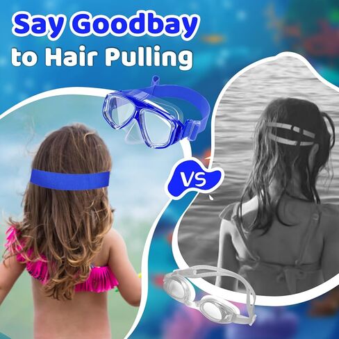 Vvinca Swim Goggles مع غطاء الأنف ، حزام قناع الغطس على نطاق واسع منظر in Kuwait