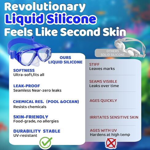 Vvinca Swim Goggles مع غطاء الأنف ، حزام قناع الغطس على نطاق واسع منظر in Kuwait