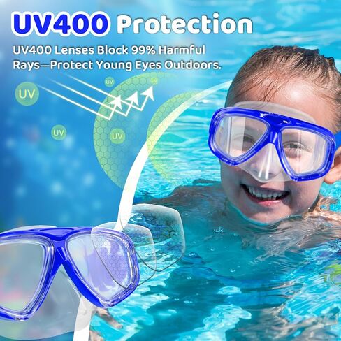 Vvinca Swim Goggles مع غطاء الأنف ، حزام قناع الغطس على نطاق واسع منظر in Kuwait