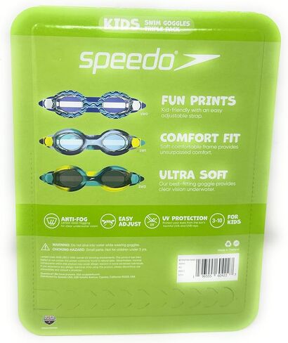 SPEEDO Kids Swim Goggles 3-Pack-ملاءمة مرنة مقاومة للتسرب ، تتراوح أعمارهم بين 3-10 ، نظارات سباحة مريحة ودائمة in Saudi Arabia