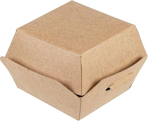 Restaurantware 2.5 x 2.5 x 2 Inch Mini Burger Boxes 100 Clamshell Food Containers - Hinged Lid Disposable Kraft Paper Take Out Boxes For Appetizers Or Desserts Serve Sliders or Finger Foods in Saudi Arabia
