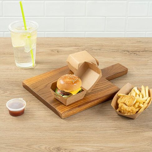 Restaurantware 2.5 x 2.5 x 2 Inch Mini Burger Boxes 100 Clamshell Food Containers - Hinged Lid Disposable Kraft Paper Take Out Boxes For Appetizers Or Desserts Serve Sliders or Finger Foods in Saudi Arabia