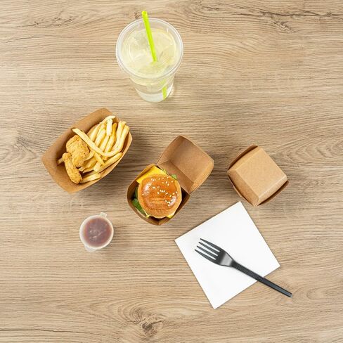 Restaurantware 2.5 x 2.5 x 2 Inch Mini Burger Boxes 100 Clamshell Food Containers - Hinged Lid Disposable Kraft Paper Take Out Boxes For Appetizers Or Desserts Serve Sliders or Finger Foods in Saudi Arabia