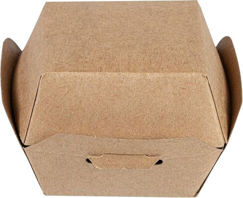 Restaurantware 2.5 x 2.5 x 2 Inch Mini Burger Boxes 100 Clamshell Food Containers - Hinged Lid Disposable Kraft Paper Take Out Boxes For Appetizers Or Desserts Serve Sliders or Finger Foods in Saudi Arabia